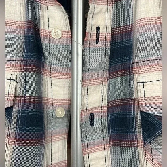 Vintage American Rag Plaid distressed Western Style button Down Size M - Picture 2 of 14